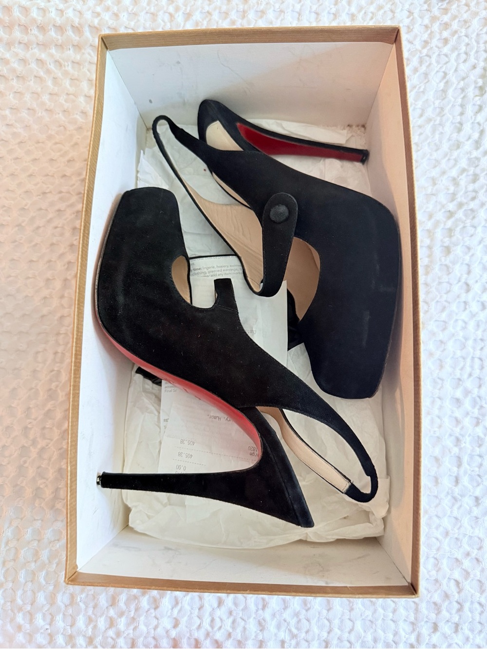 Christian Louboutin Suede Slingback Pumps fits like 8.5